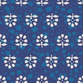Dabu indigo vector traditional flower design seamless pattern Royalty Free Stock Photo