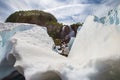 The snow tunnel Lesser Valley of Geysers in June, Kamchatka Peninsula, Russia