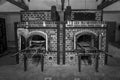 Dachau crematorium #2 in black and white.