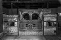 Dachau crematorium #1 in black and white.