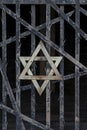 Dachau. Germany. April 2, 2019: Jewish Star of David in Dachau Nazi concentration camp in Germany. Star of David. Monument of