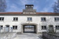 Dachau, Germany : April 2, 2019 - view of the main entrance to Dachau Concentration Camp Memorial Site Royalty Free Stock Photo