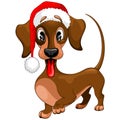 Dachshund Christmas Santa Cute Cartoon Character Vector Illustration