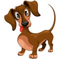Dachshund Cute Confused Puppy Dog Cartoon Character Vector Illustration