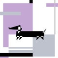 Dachshund. Dog breed silhouettes. Card template. Avantgarde graphic style. Vector Illustration on an abstract background