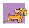 dachshund dog colored illustration humorist button or icon for website