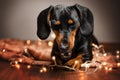 dachshund dog cute portrait home photo magic light