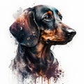 Dachshund dog portrait. Digital watercolor painting on white background. Royalty Free Stock Photo