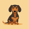 Dachshund Dog Sitting: Light Black And Amber 2d Animation Illustration