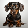Dachshund dog stands proud with its sharp snout