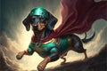 Dachshund Dog super hero superdog illustration generative ai Royalty Free Stock Photo