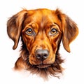 Dachshund dog on a white background. Digital painting