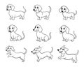 Dachshund icons set. Outline set of dachshund icons isolated on white background. Royalty Free Stock Photo