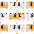 Dachshund pattern. Cute couple of loving dogs