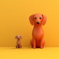 3d Rendering Of Dachshund And Small Dog In Post-minimalist Style Royalty Free Stock Photo