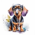 Dachshund puppy. Digital watercolor painting on white background Generative AI Generative AI Royalty Free Stock Photo