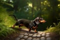 Dachshund Running Down Path Image. Generative AI