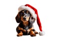 Dachshund santa claus puppy dog isolated