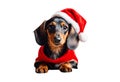 Dachshund santa claus puppy dog isolated