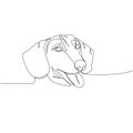 Dachshund short-haired, Teckel, dog breed, companion dog, hunting dog one line art. Continuous line drawing of friend