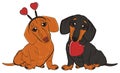 Dachshunds with love symbols