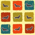 Dachshunds varieties retro seamless pattern