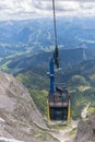 Cable car approaching the Austrian Dachstein glacier mountain station