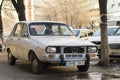 Illegally parked on the sidewalk car Royalty Free Stock Photo