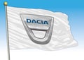 Dacia cars, flags with logo, illustration