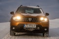 Dacia Duster SUV when driving on a snowy road