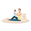 Happy young dad is playing plays with a small child Royalty Free Stock Photo