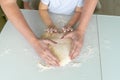 Dad, baby, heart shaped dough