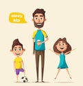 Dad and children character. Cartoon vector illustration Royalty Free Stock Photo