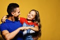 Dad and daughter beat fists in agreement. Royalty Free Stock Photo