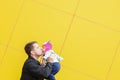 Dad and daughter with a big kiss Royalty Free Stock Photo