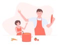 Dad and daughter cook together. Royalty Free Stock Photo