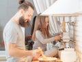 Dad daughter cooking kitchen home family leisure Royalty Free Stock Photo