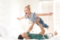 Dad and daughter having fun at home. Happy Father`s Day Royalty Free Stock Photo