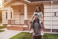 Dad with daughter outdoors Royalty Free Stock Photo