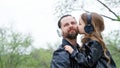 Dad and daughter walk around the city Royalty Free Stock Photo