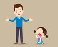 Dad have worry and girl crying