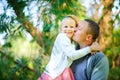 Dad with his beloved daughter outdoors Royalty Free Stock Photo