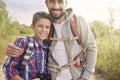 Dad with his son exploring new places Royalty Free Stock Photo