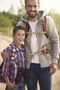 Dad with his son exploring new places Royalty Free Stock Photo