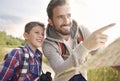 Dad with his son exploring new places Royalty Free Stock Photo