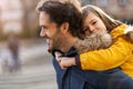 Dad and little son hugging outdoors Royalty Free Stock Photo