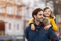 Dad and little son hugging outdoors Royalty Free Stock Photo