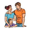 Dad mom and son, family. Husband and wife with child Royalty Free Stock Photo