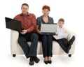 Dad mom and son with laptop Royalty Free Stock Photo