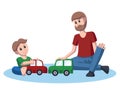 Dad is playing with his son. Father s day concept illustration.
